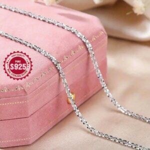 925 Sterling Silvery Sparkling Ice Chain Necklace 20" Long